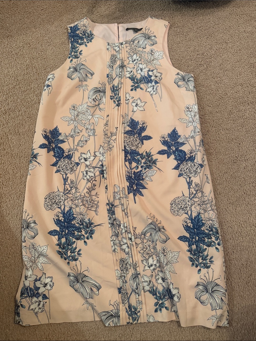 Banana Republic Peach Dress with Blue Floral Print